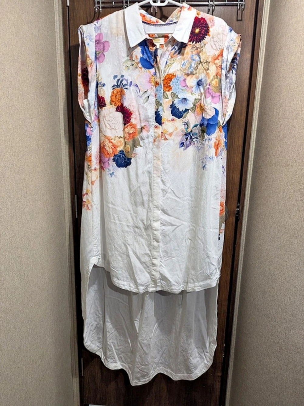 Maeve Anthropologie Floral High-Low Shirt Dress XL